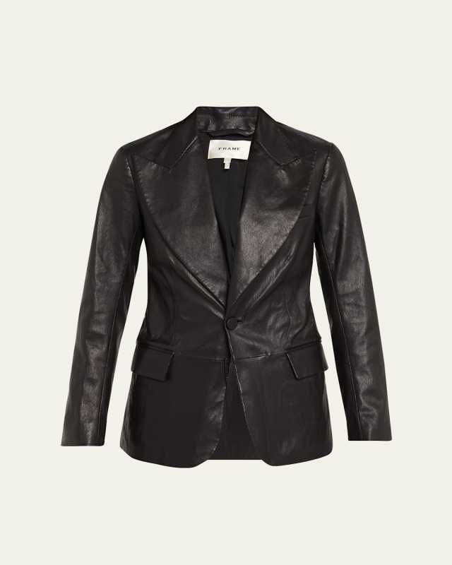 The Peak Lapel Leather Blazer